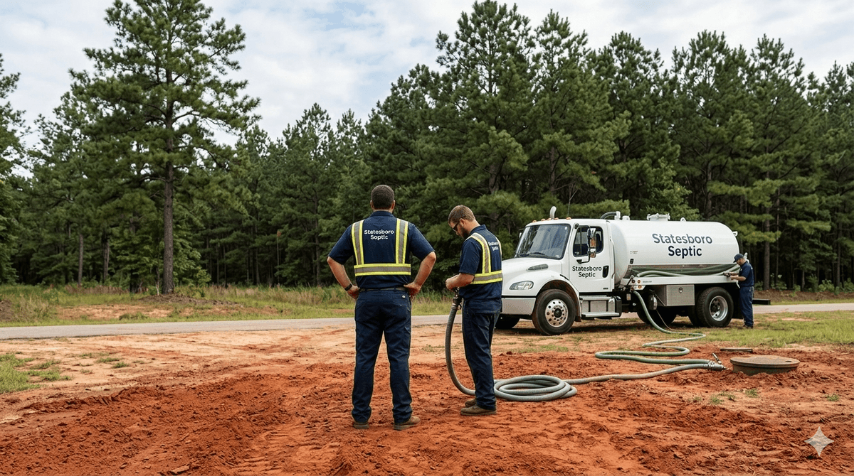 Statesboro septic service crew and equipment ready for on-site work